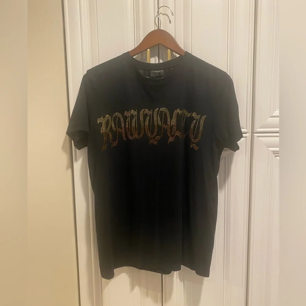 Black Crystal T-Shirt with Skull and Flames - Picture 4 of 4